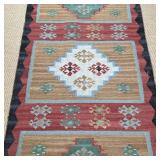 WOOL KILIM RUG  | Red wool Kilim runner with four medallions - l. 2.5 x w. 9 ft.