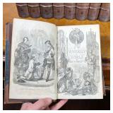 Waverley Novels by Sir Walter Scott in 12 volumes, 1852, bound in half leather with embossed covers 