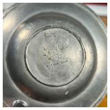 chamber stick / candle holder marked "Meriden Conn" and a small mug - h. 4 in. (tallest)