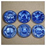 (6pc) STAFFORDSHIRE COMMEMORATIVE PLATES| Including A.S. Burbank, Plymough, Mass, with commemorative