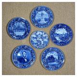 (6pc) STAFFORDSHIRE COMMEMORATIVE PLATES| Blue and white china commemorative plates, including Abrah