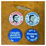 GROUP OF KENNEDY CAMPAIGN BUTTONS  | "Kennedy for President in 1980," 