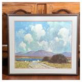 PAUL HENRY POSTER  | Framed poster of an oil painting showing a mountainous landscape with large hay