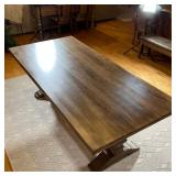  Good quality, comfortably seats up to eight. Trestle style dining table with baluster style pedesta