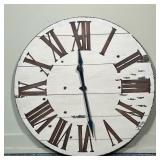 "LANIER" DECORATIVE WALL CLOCK  | Large rustic chic wall clock with a white plank face with Roman nu