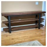 SOLID WOOD CONSOLE TABLE  | Modern rustic style, three wood planks on a powder-coated metal frame - 