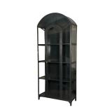CRATE & BARREL DISPLAY CABINET  | "Ventana" Old World arch glass display/storage cabinet, contempora