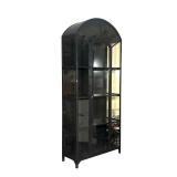 display/storage cabinet, contemporary style with zinc-colored iron construction, having four fixed s