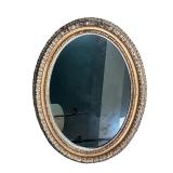 FANCY OVAL WALL MIRROR  | Bombay Company, carved framed mirror with metallic accents - w. 26 x h. 33