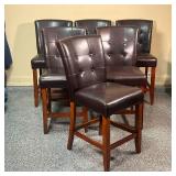 (6pc) TUFTED STOOLS  | Counter height stools / chairs, having smooth seats and tufted back rests wit