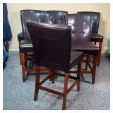 Counter height stools / chairs, having smooth seats and tufted back rests with four buttons, likely 