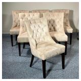 (6pc) POTTERY BARN SIDE CHAIRS  | Pottery Barn "Hayes" dining chairs with made-to-order beige tufted