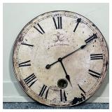 LARGE WALK CLOCK  | "Cafe des Marguerites" distressed French style wall clock with Roman numerals - 