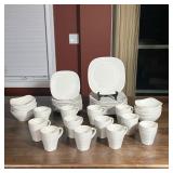 MIKASA DINING SERVICE  | Dinner set, swirl square white, service for 12, comprising 12 bowls, 12 din