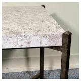 metal frame with a travertine top, made in Mexico - l. 28 x w. 22 x h. 25 in.
