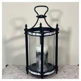 FRONTGATE CANDLE HOLDER  | Large cast metal and glass candle lantern with mosaic stone rims - h. 22 