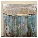 ABSTRACT CANVAS PRINT | Blue and brown abstract canvas art print - w. 36 x h. 36 in.a
