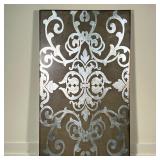 METALLIC CANVAS PRINT  | Decorative wall art with a metallic scrollwork pattern on a brown ground - 