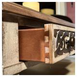 HOOKER FURNITURE COFFEE TABLE | Low table with drawers over a large open shelf - l. 49.5 x w. 39 x h