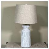 WHITE PATTERN CERAMIC LAMP  | h. 27 x dia. 15 in.