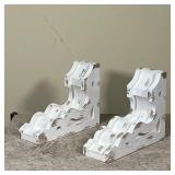 WHITE WOODEN BOOKENDS  | l. 8 x w. 3.5 x h. 10 in.