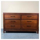 THOMASVILLE SIX DRAWER CHEST | Dark wood dresser / chest of drawers, with two banks of three drawers