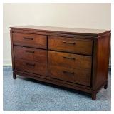 THOMASVILLE SIX DRAWER CHEST | Dark wood dresser / chest of drawers, with two banks of three drawers