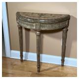 PAINTED DEMILUNE TABLE  | Paint-decorated side table with fluted tapering legs - l. 30 x w. 12 x h. 
