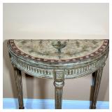 PAINTED DEMILUNE TABLE  | Paint-decorated side table with fluted tapering legs - l. 30 x w. 12 x h. 