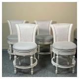 (4pc) FRONTGATE FANCY SWIVEL STOOLS  | Counter height bar stools, upholstered seats and back rests w