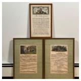 (3pc) ANTIQUE MUSIC SHEETS  |  Two uniformly framed, plates 18 and 16, each with a colored engraving