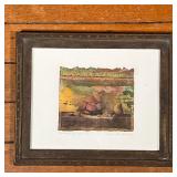 DANIELLE DESPLAN (AMERICAN, 20TH C.)  |  Still life with fruit Collage/ print float mounted in the f