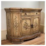 VENETIAN PAINTED CABINET  |  Side cabinet with a shaped front and top, with overall floral and viney