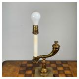 BRASS TABLE LAMP  |  Candlestick holder electrified - w. 7 x h. 19 1/2 in. (overall)