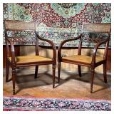 (2pc) PAIR FEDERAL CHAIRS  |  Bentwood arms, with caned and openwork backrest and caned seats, over 