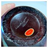 (3pc) ROBERT HELD ART GLASS  |  Small iridescent art glass hearts, each signed on the bottom - l. 2.