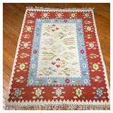 FLAT WOVEN RUG  |  Romanian, 20th century, flat woven geometric rug with branches on a taupe ground 