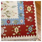 FLAT WOVEN RUG  |  Romanian, 20th century, flat woven geometric rug with branches on a taupe ground 