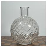 BACCARAT VASE  |  Crystal glass vase of bulbous form with smooth cut ribbed swirls, signed on the bo
