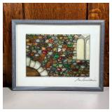 MASSIMO CRUCIANI (Italian, b. 1946)  |  glass painting showing a colorful stone wall with partial vi