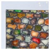CRUCIANI |  glass painting showing a colorful stone wall with partial view of a window and an archwa