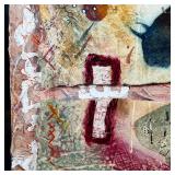 ABSTRACT MIXED MEDIA  |  Collage with figures on thick woven paper, float mounted in a frame - w. 30