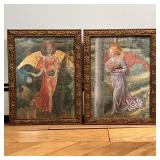 (2pc) PAIR ANGEL PRINTS  |  Showing winged angels - w. 13.5 x h. 17.5 in. (frame)