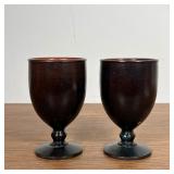 (2pc) PAIR WOOD GOBLETS  |  Turned wood - h. 5.5 x dia. 3.25 in.