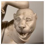 CLASSICAL SCULPTURE  |  Showing a figure seated on a large mountain lion or beast. Heavy! - w. 12 x 