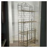 BRASS BAKERS RACK  |  With four shelves and scrolled accents - l. 41 x w. 16 x h. 83 in.