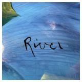 signed "Fioriware," and a ceramic bowl, one pitcher and bowl sharing design and both signed "River" 