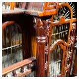 BIRDCAGE ON STAND  |  Intricately carved birdcage top (27.5 x 27 x h. 45 in.) mounted on a stand wit