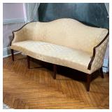 ANTIQUE CAMELBACK SOFA  |  On square tapering legs - l. 79 x w. 24 x h. 37 in.