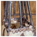 (2pc) WROUGHT IRON DRUMSKIN SHADES  |  Each decorated with pattern - h. 44 in. (tallest)